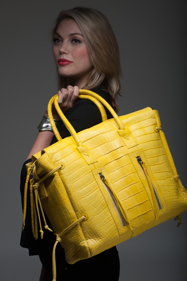 *Kate Falchi Bold yellow croco tote